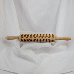 Embossed Rolling Pins for Baking Christmas Tree Engraved Wooden Rolling